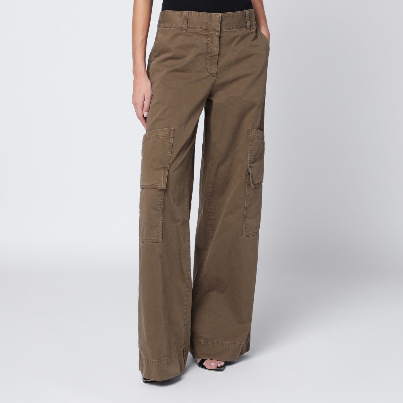 Off-White Brown Cotton Cargo Trousers Women OFF-WHITE