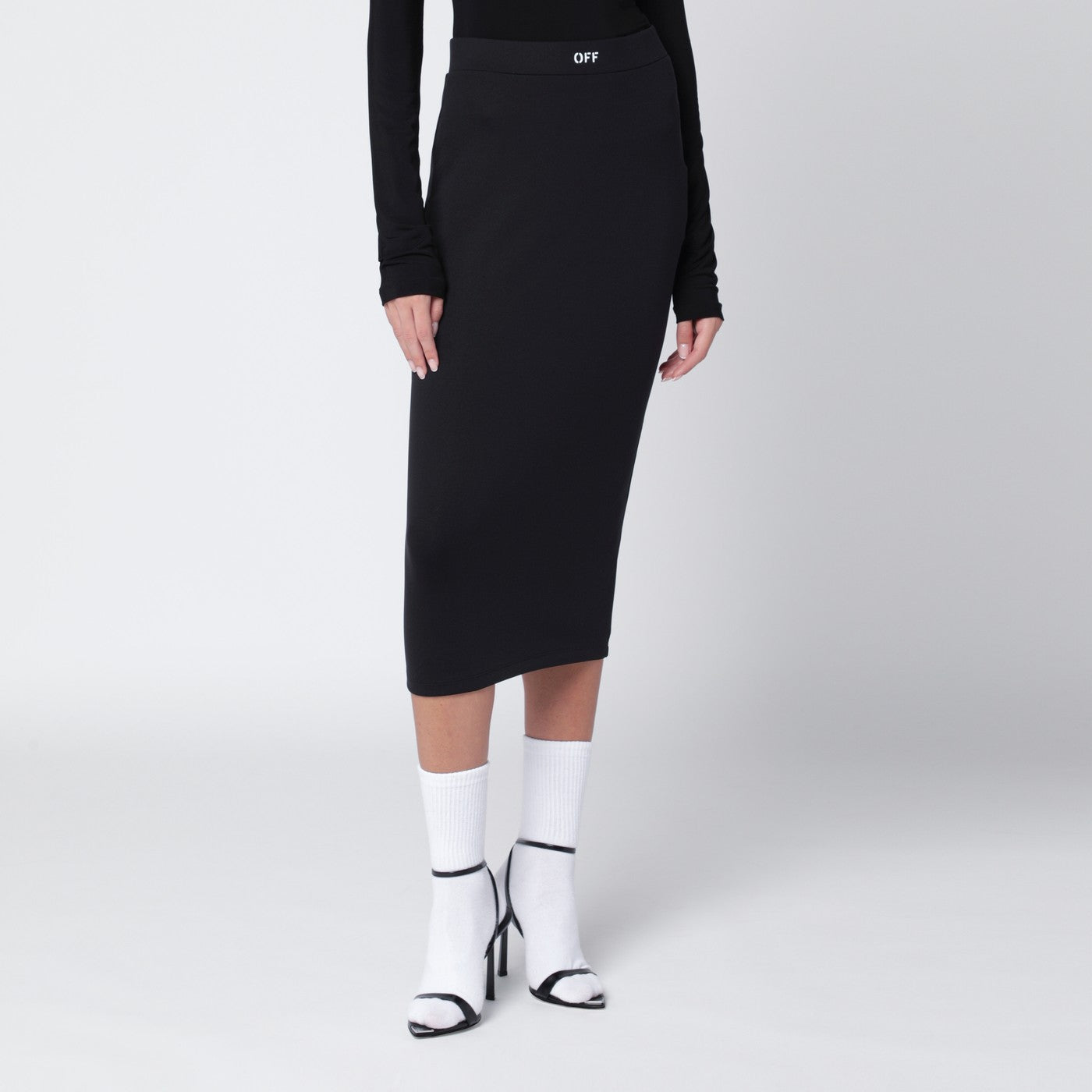 Off-White Black Pencil Skirt With Off Logo Women OFF-WHITE