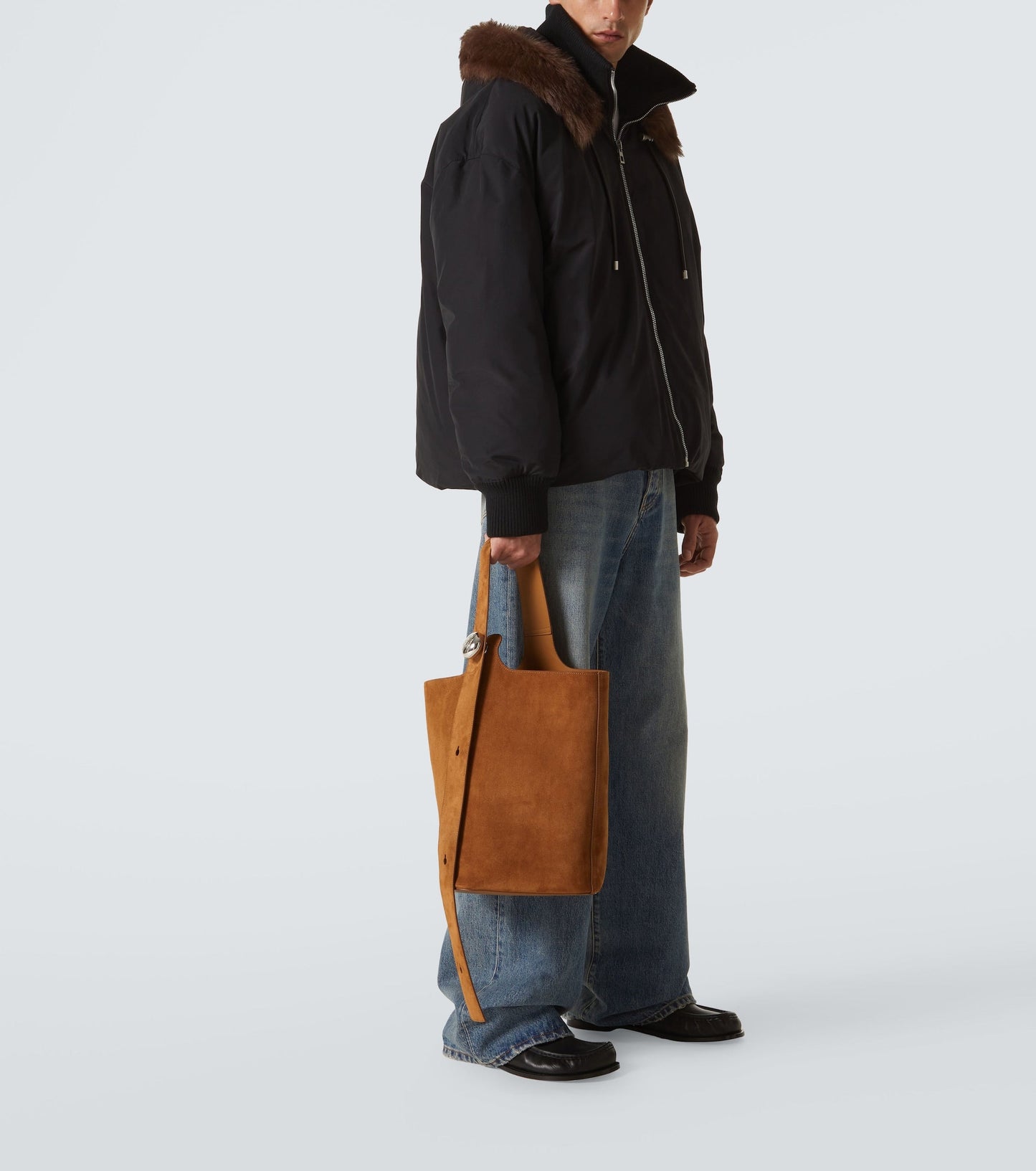 Loewe Men Shearling-Trimmed Cotton-Blend Jacket LOEWE