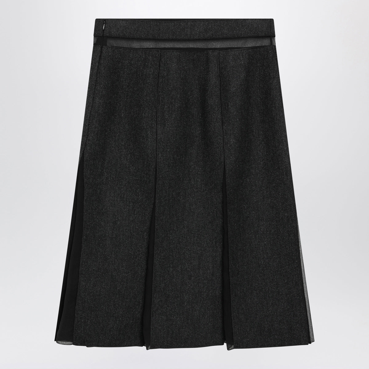 Prada Slate Grey Skirt In Double Wool Women PRADA