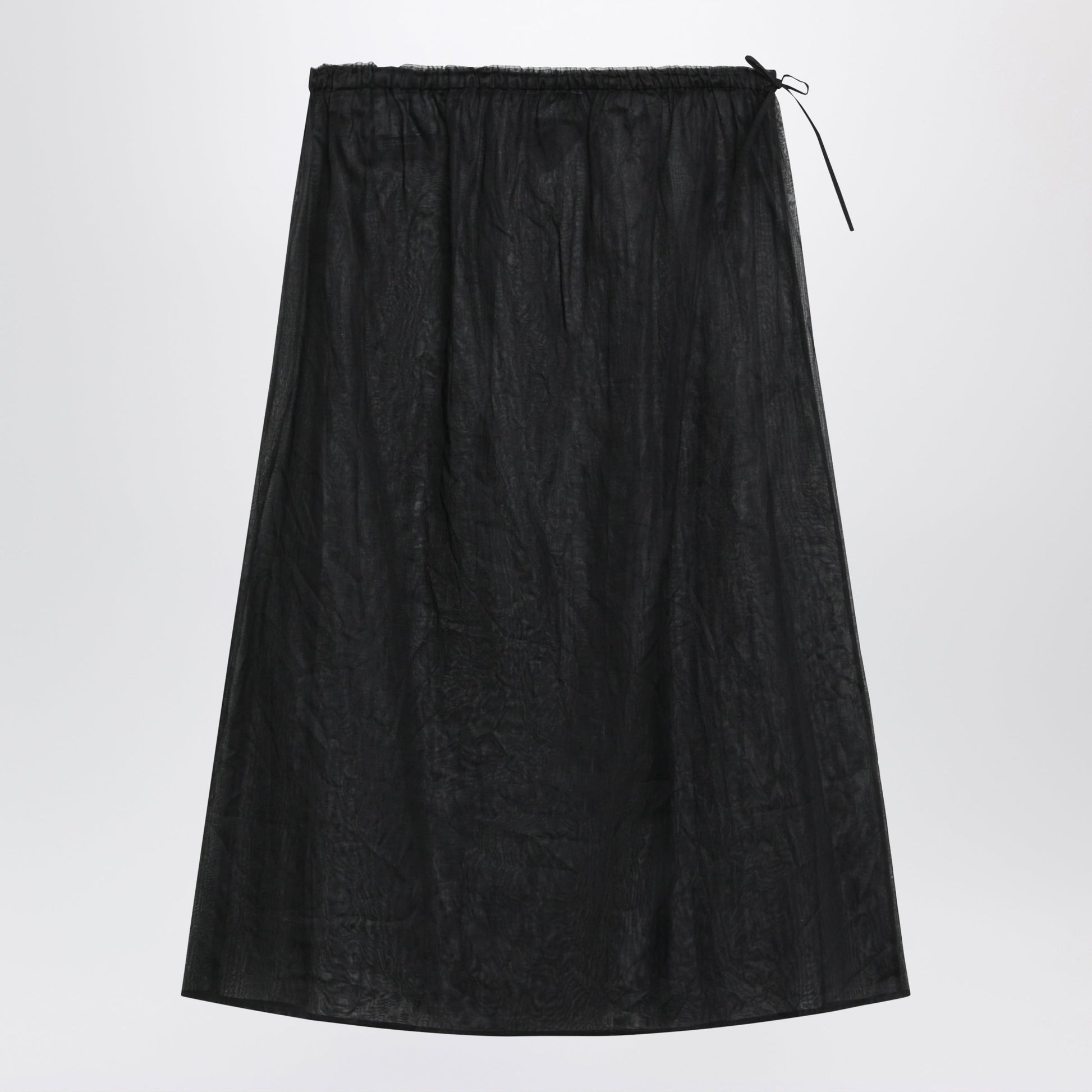 Prada Black Midi Skirt In Cotton Organdy Women PRADA