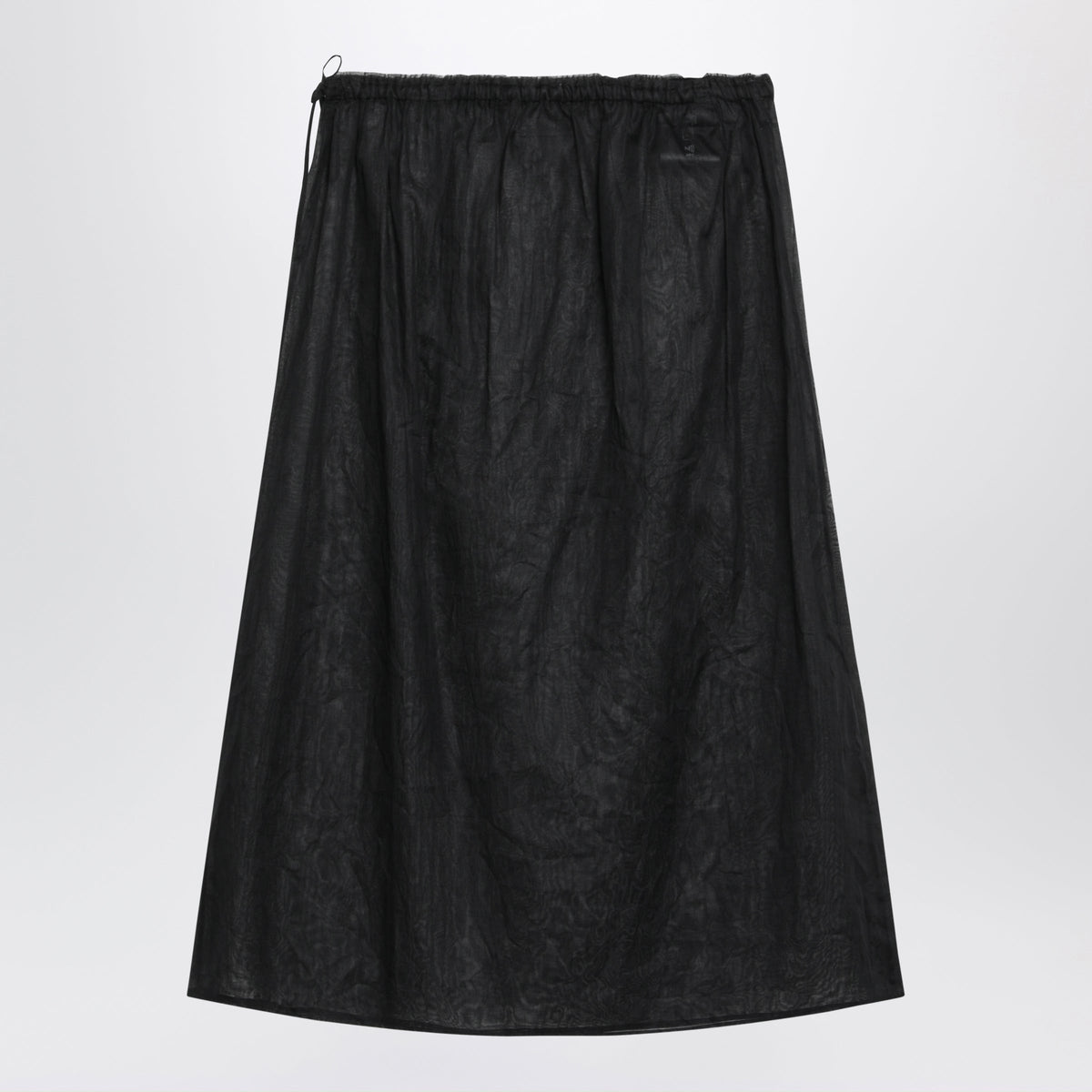 Prada Black Midi Skirt In Cotton Organdy Women PRADA