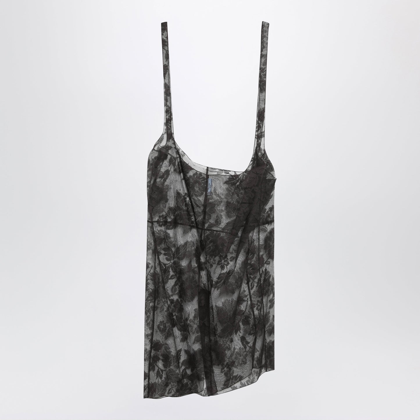 Prada Brown Chantilly Lace Midi Skirt With Straps Women PRADA