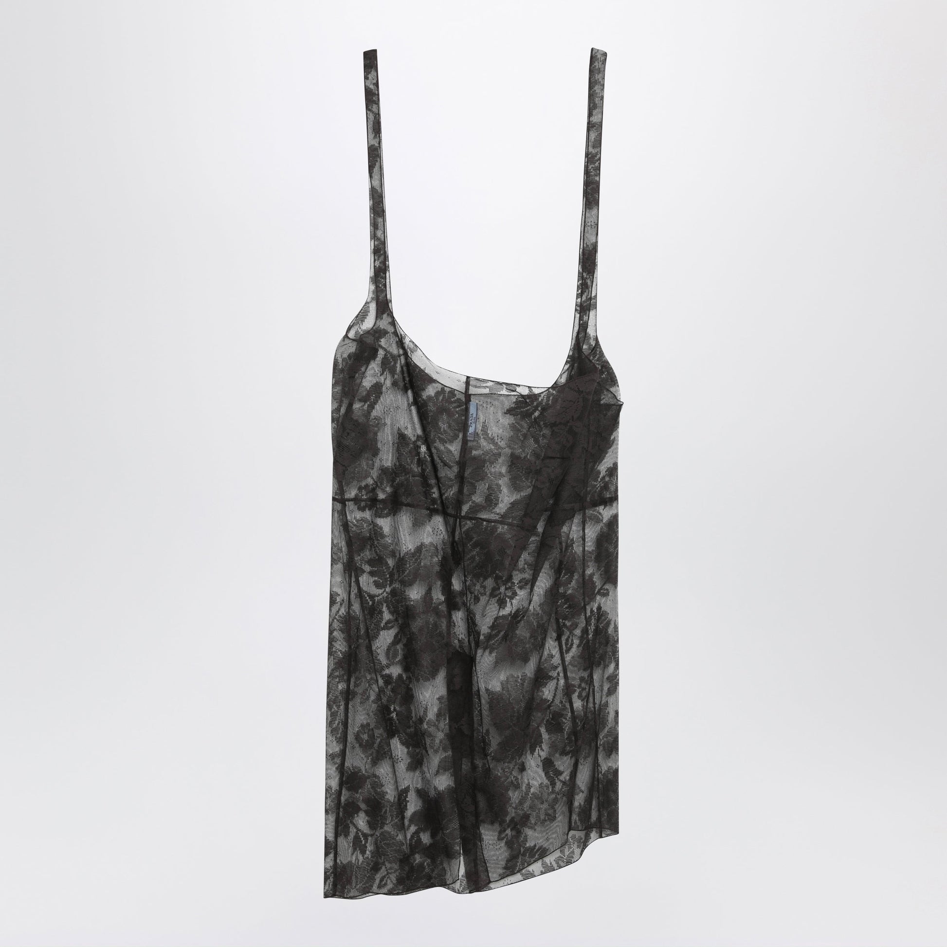 Prada Brown Chantilly Lace Midi Skirt With Straps Women PRADA