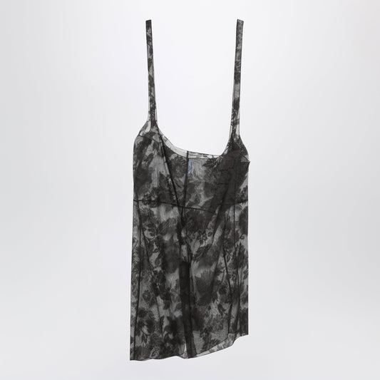 Prada Brown Chantilly Lace Midi Skirt With Straps Women