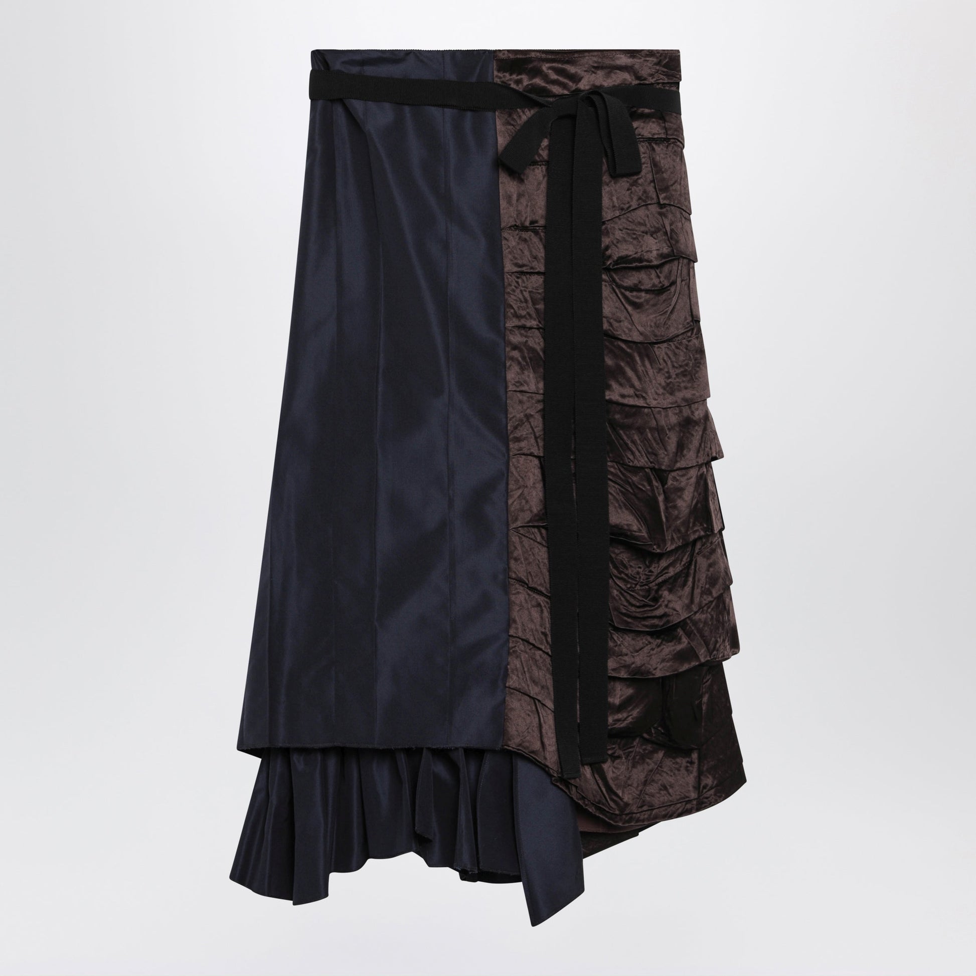 Prada Blue Patchwork Faille Wrap Skirt Women PRADA