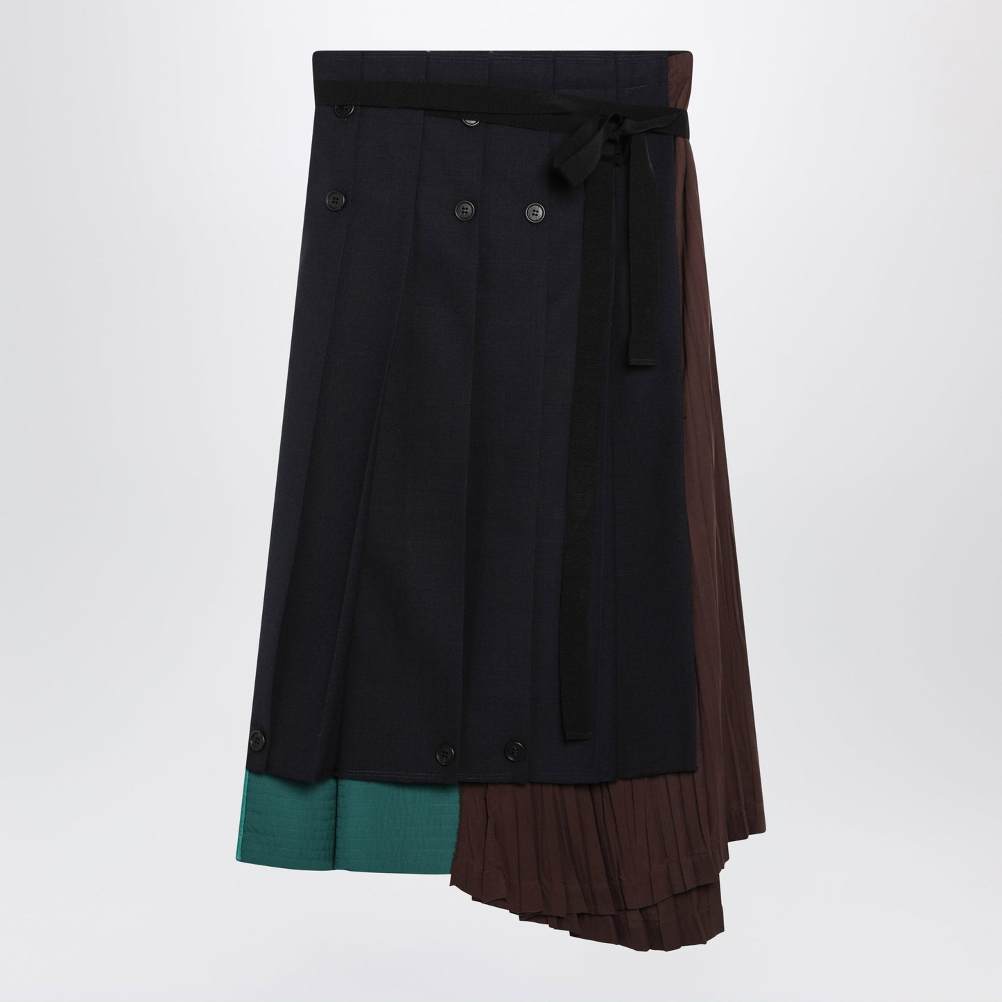 Prada Asymmetric Patchwork Skirt In Virgin Wool, Blue Women PRADA