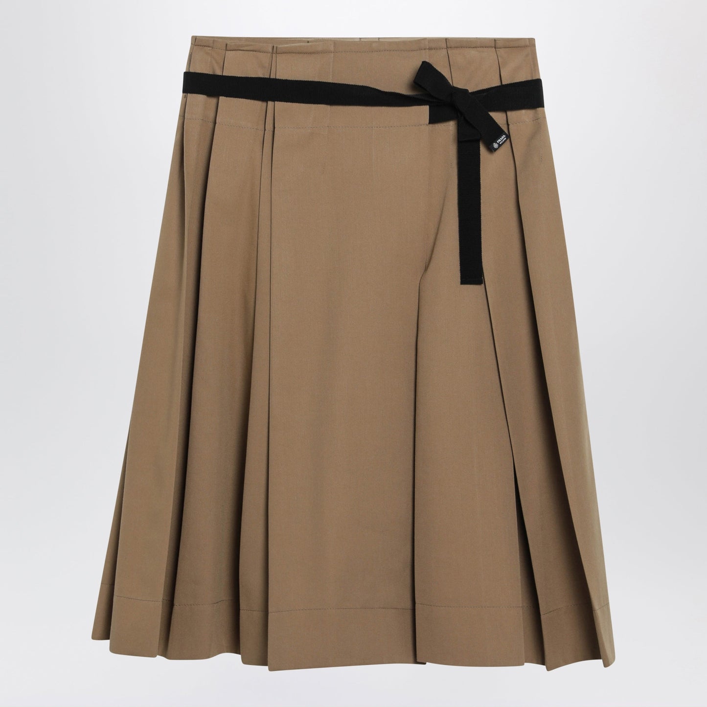 Prada Pleated Canvas Midi Skirt In Cork Color Women PRADA