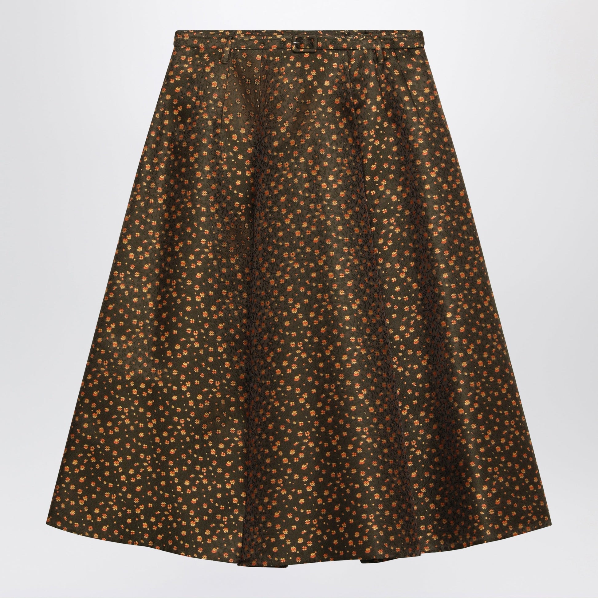 Prada Military Green Floral Skirt Women PRADA