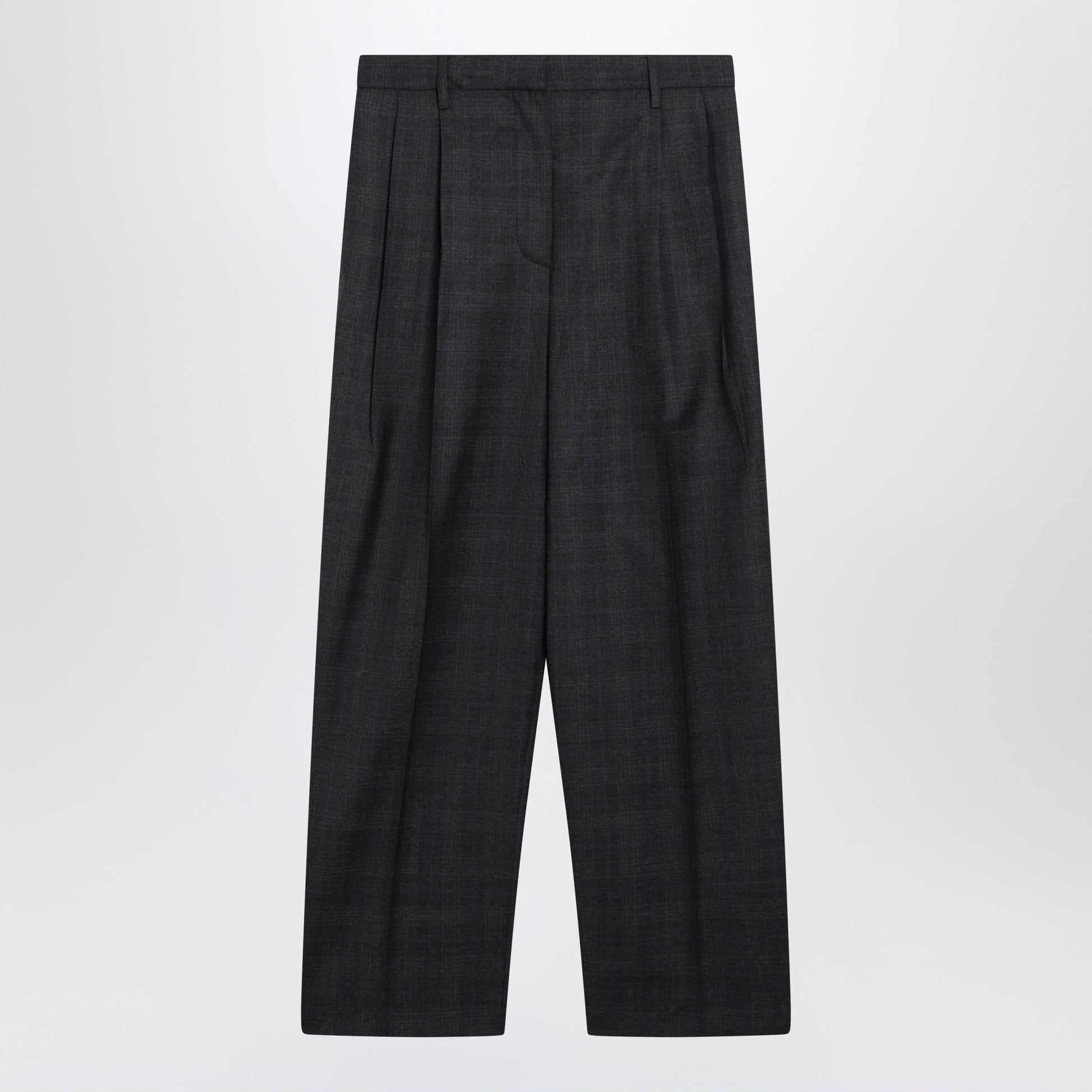 Prada Grey Wool Trousers With Check Pattern Women PRADA