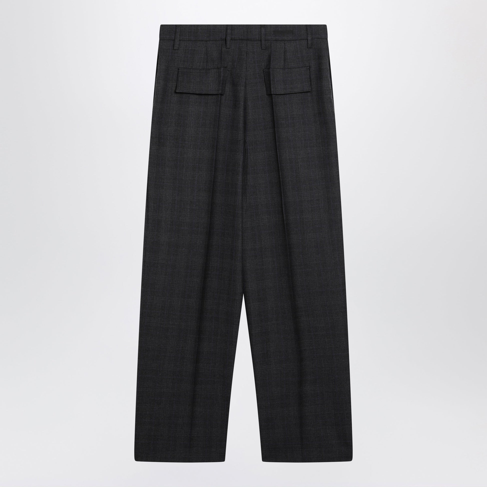 Prada Grey Wool Trousers With Check Pattern Women PRADA