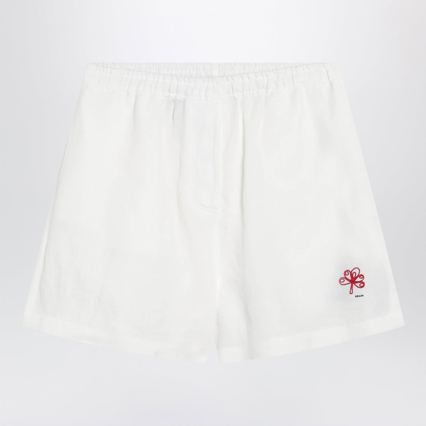 Prada White Embroidered Linen Shorts Women PRADA