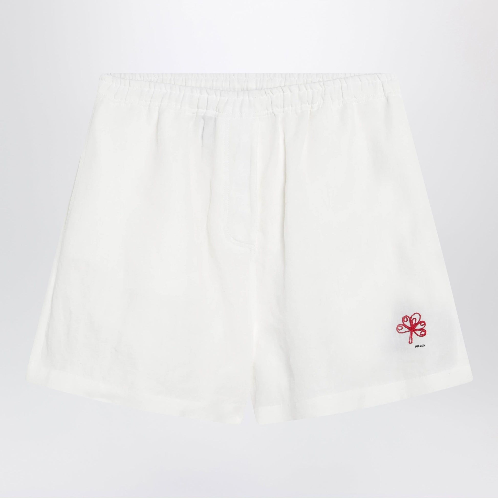 Prada White Embroidered Linen Shorts Women PRADA