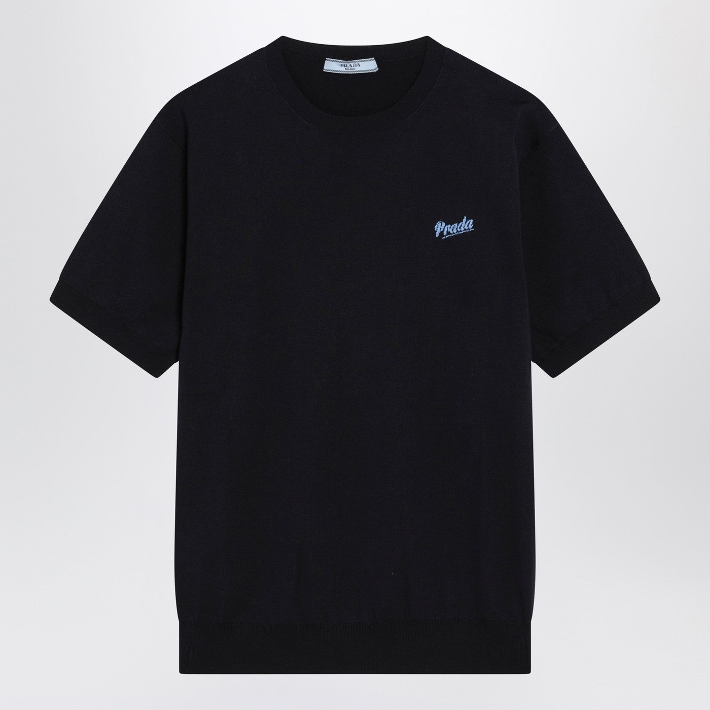 Prada Blue Silk-Blend Sweater With Logo Women PRADA