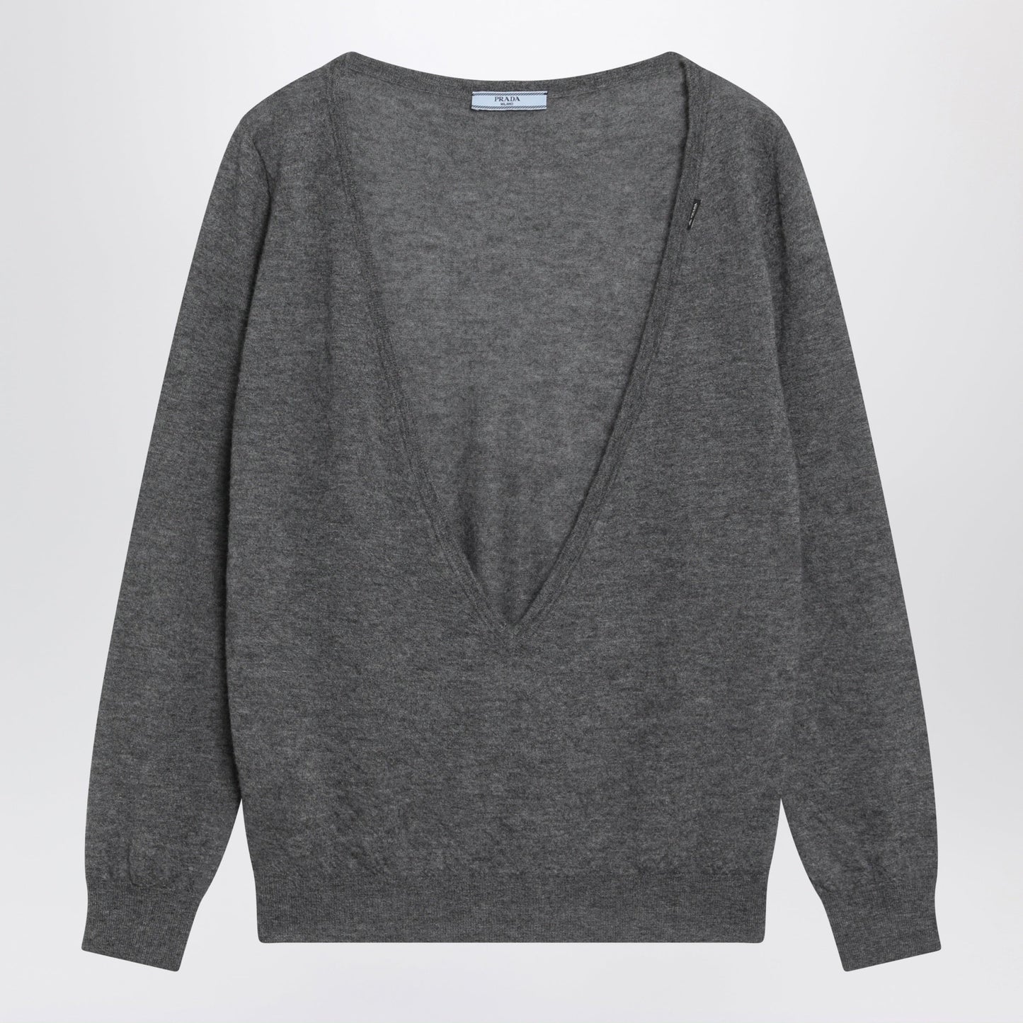Prada V-Neck Cashmere Sweater In Grey Women PRADA