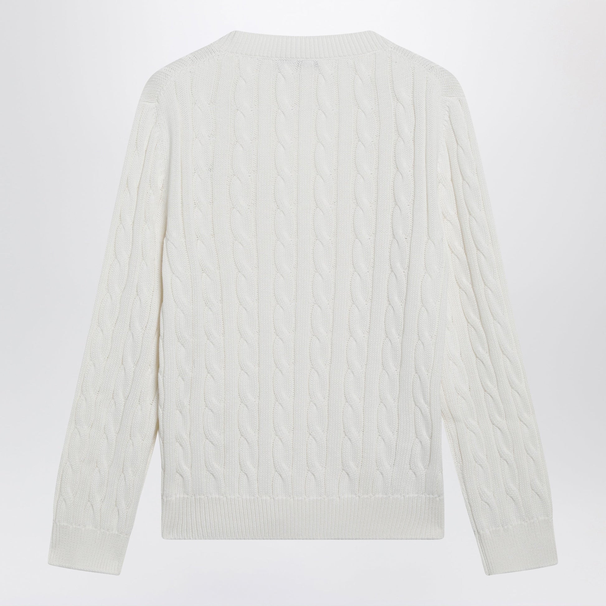 Prada White Cable-Knit V-Neck Jumper Women PRADA