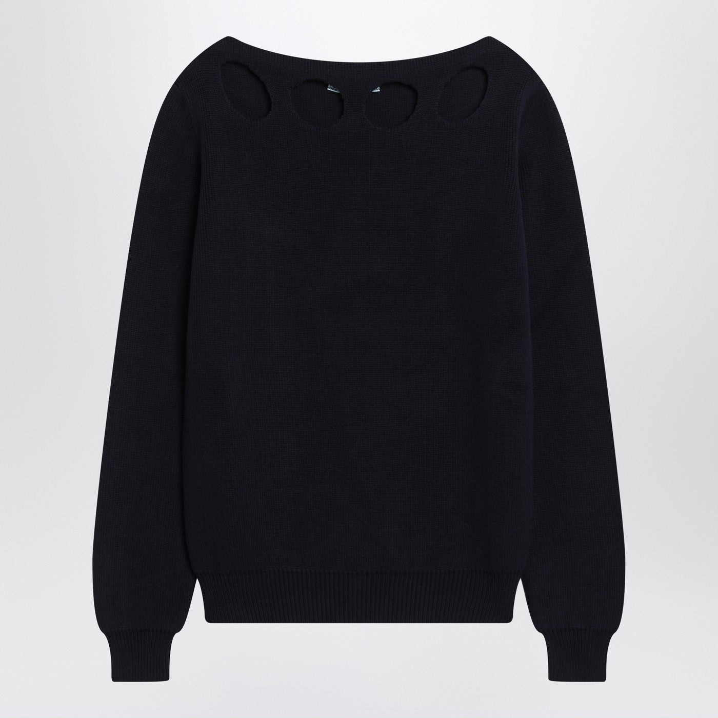 Prada Blue Cotton Sweater With Geometric Details Women PRADA