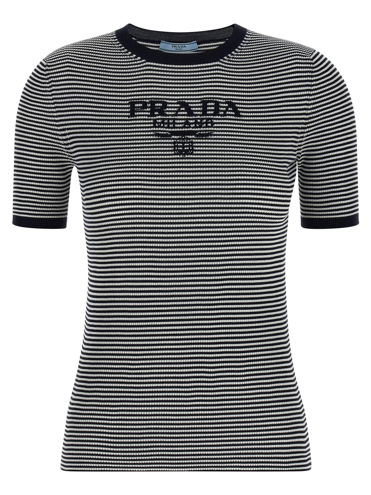 Prada Women Striped Silk T-Shirt PRADA