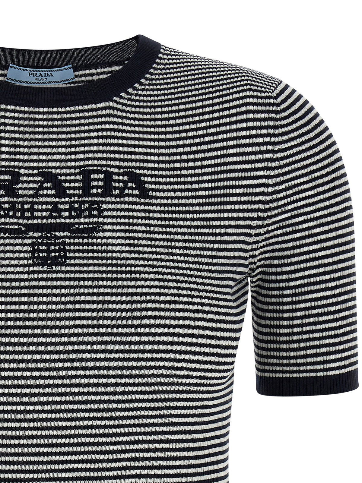 Prada Women Striped Silk T-Shirt PRADA