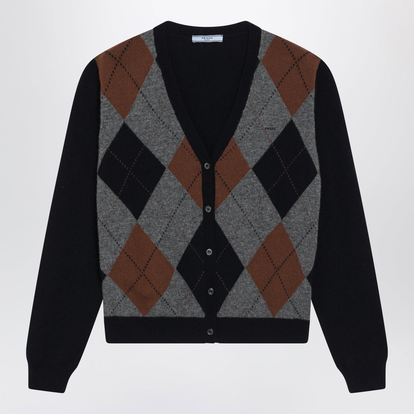 Prada Blue Cashmere Argyle Cardigan Women PRADA