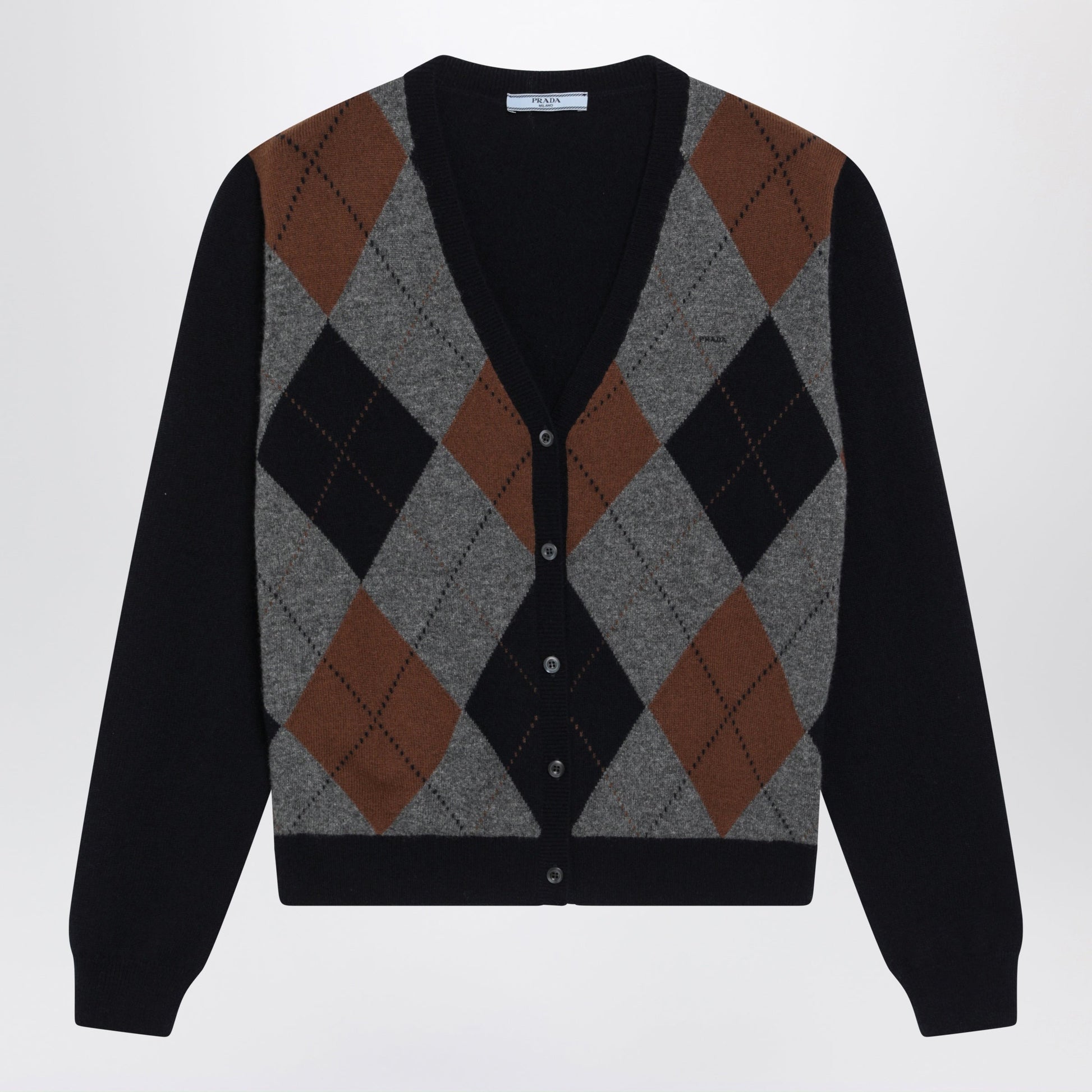 Prada Blue Cashmere Argyle Cardigan Women PRADA