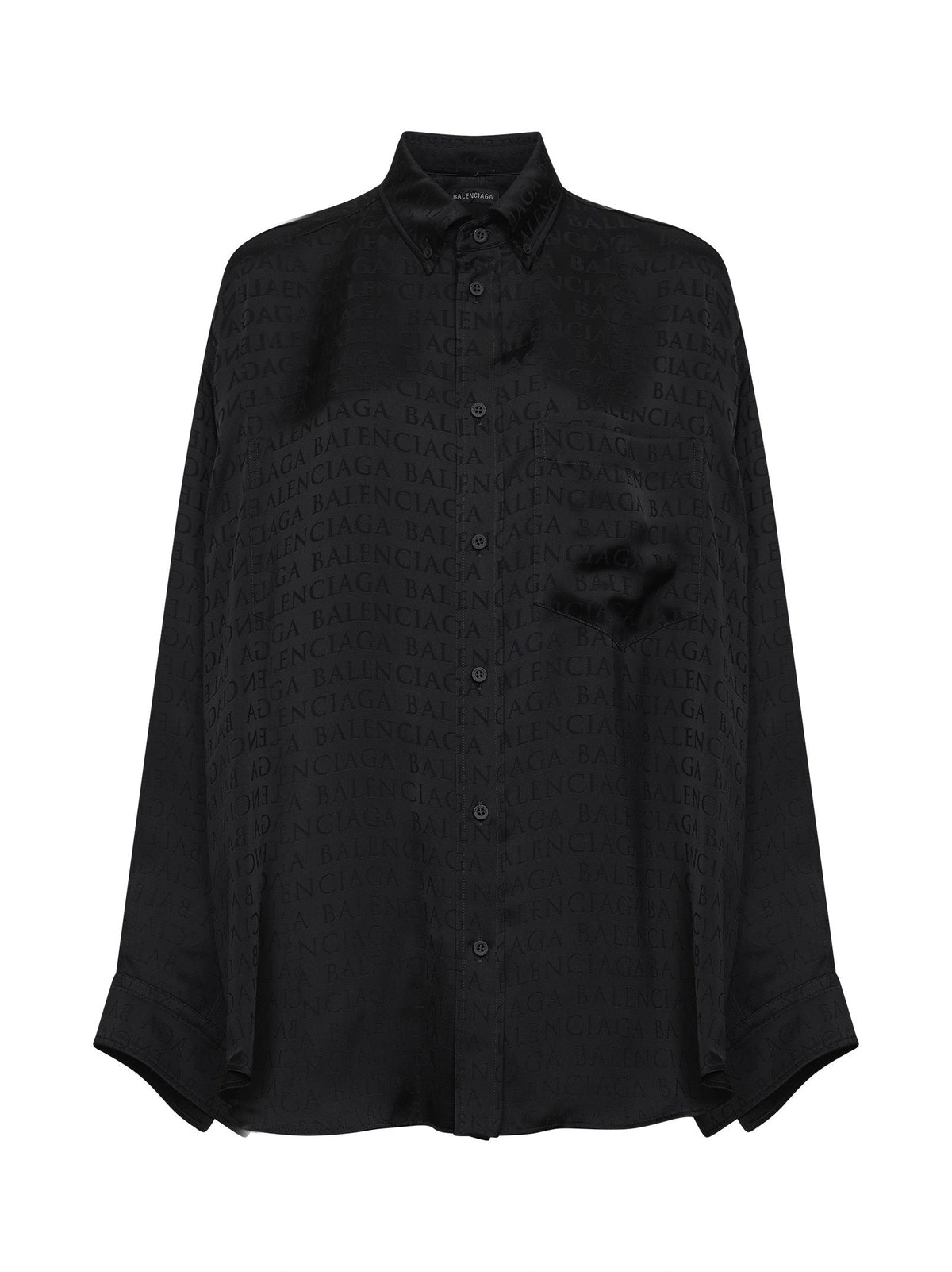 Balenciaga Women Black Jacquard Satin Cocoon Shirt BALENCIAGA
