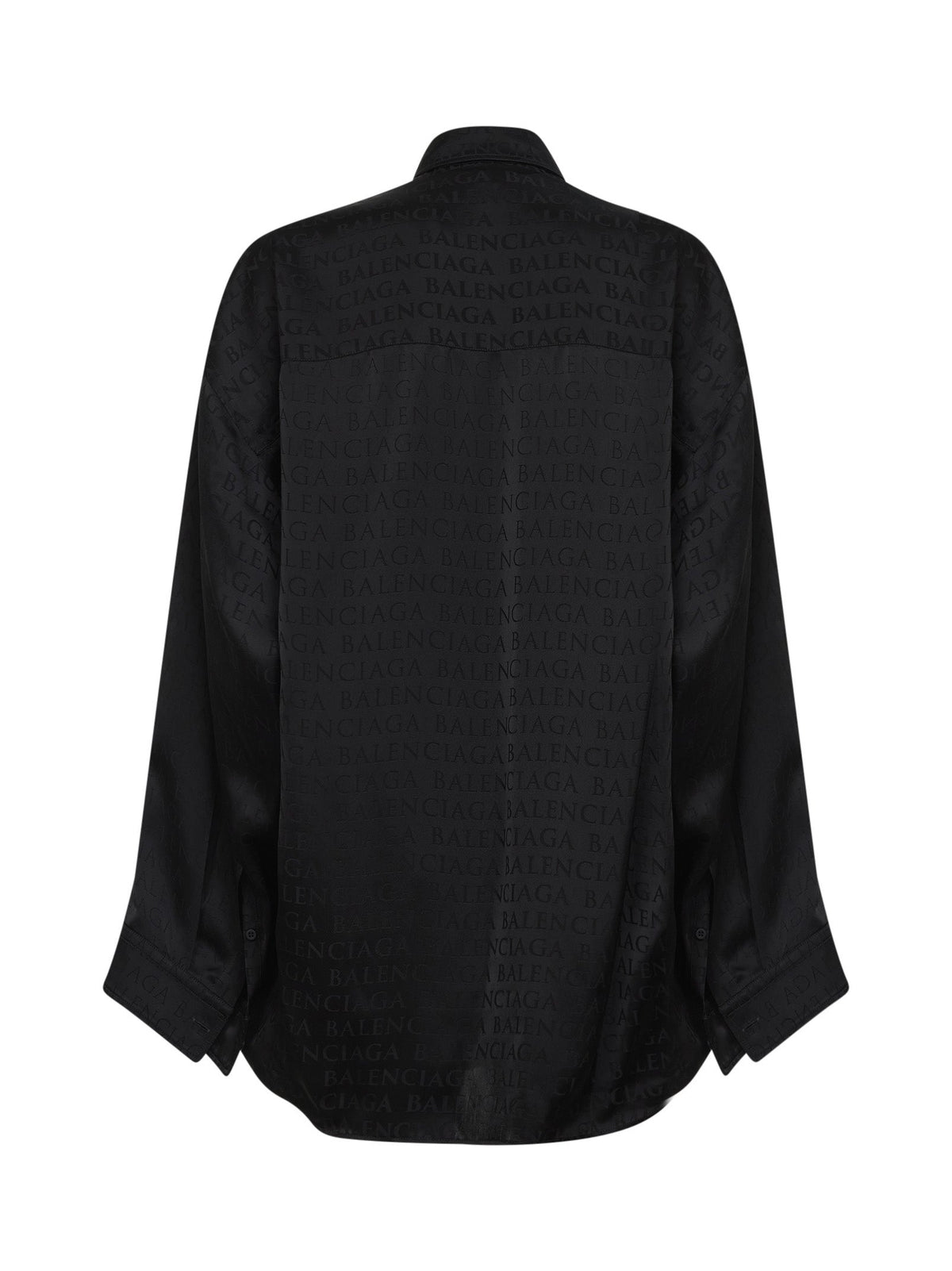 Balenciaga Women Black Jacquard Satin Cocoon Shirt BALENCIAGA