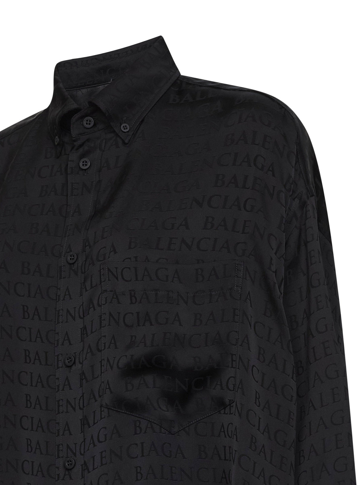 Balenciaga Women Black Jacquard Satin Cocoon Shirt BALENCIAGA