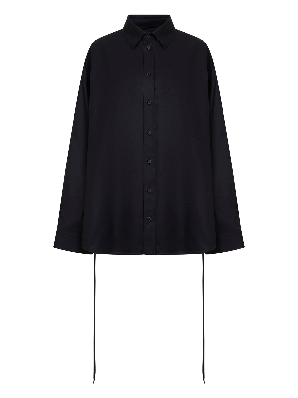 Balenciaga Women Black Cotton Gabardine Lace-Up Shirt BALENCIAGA