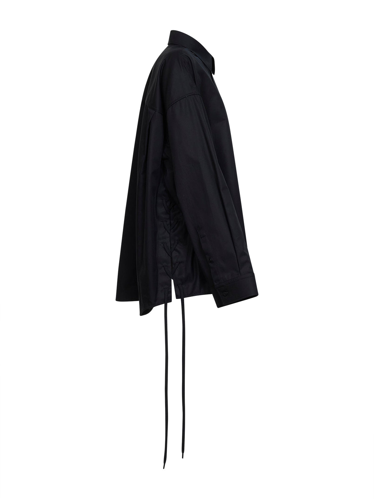 Balenciaga Women Black Cotton Gabardine Lace-Up Shirt BALENCIAGA