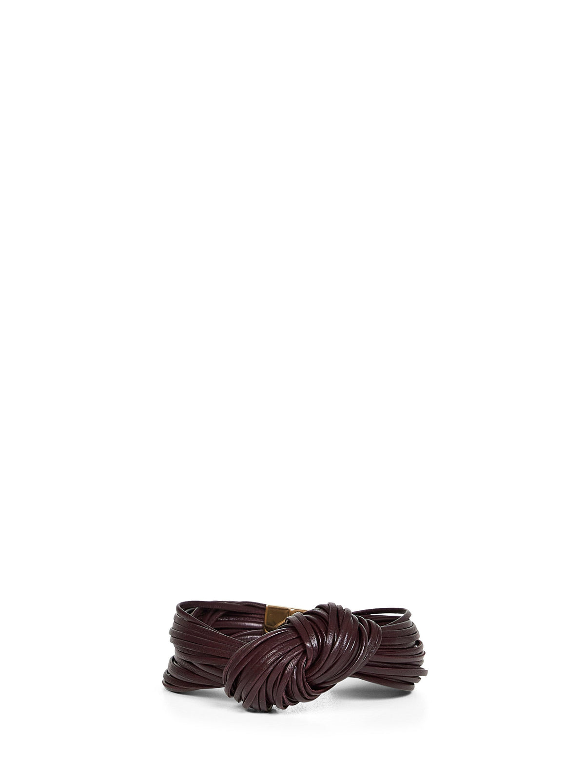 Bottega Veneta Women Dark Barolo Leather Knot Bracelet BOTTEGA VENETA