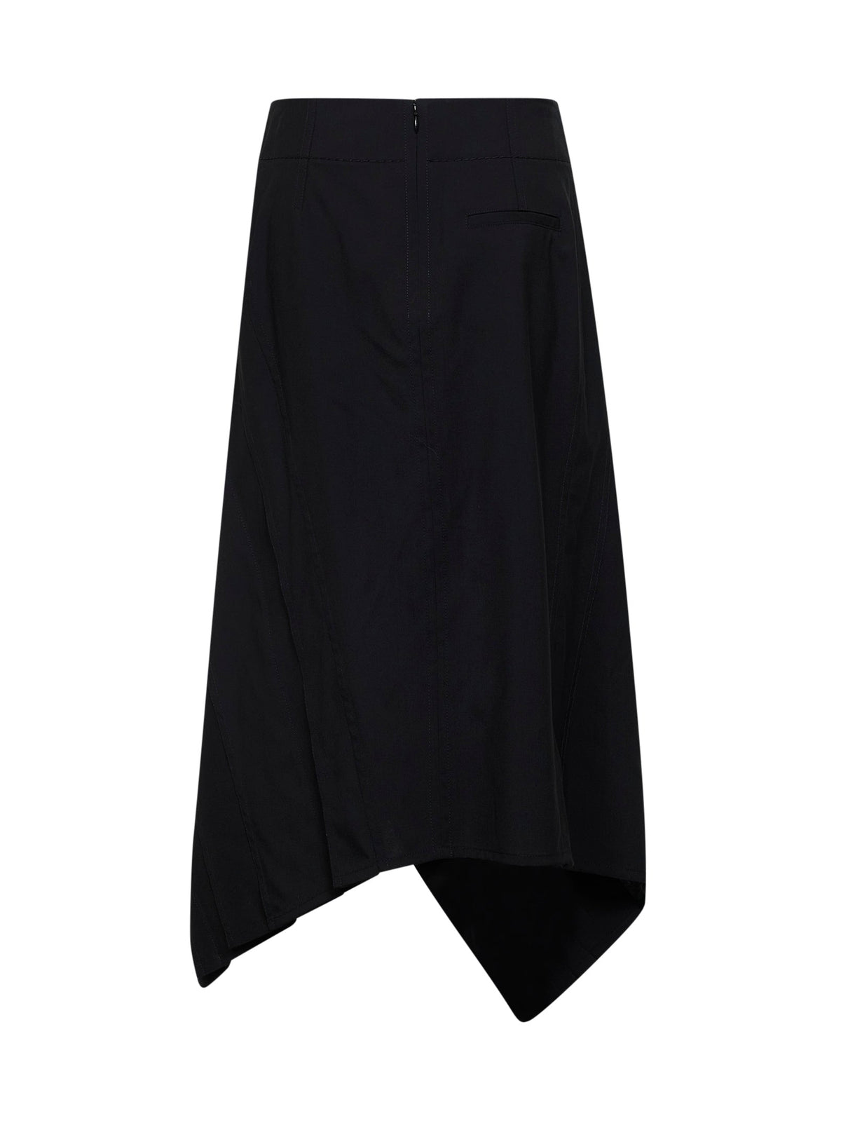 Bottega Veneta Women Black Wool Asymmetric Midi Skirt With Ruffles BOTTEGA VENETA