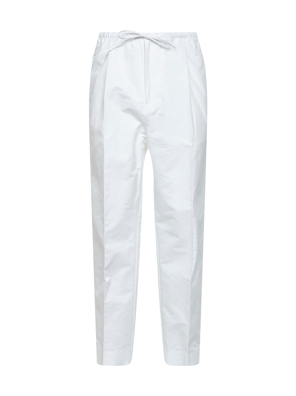 Bottega Veneta Men White Cotton Poplin Drawstring Trousers BOTTEGA VENETA