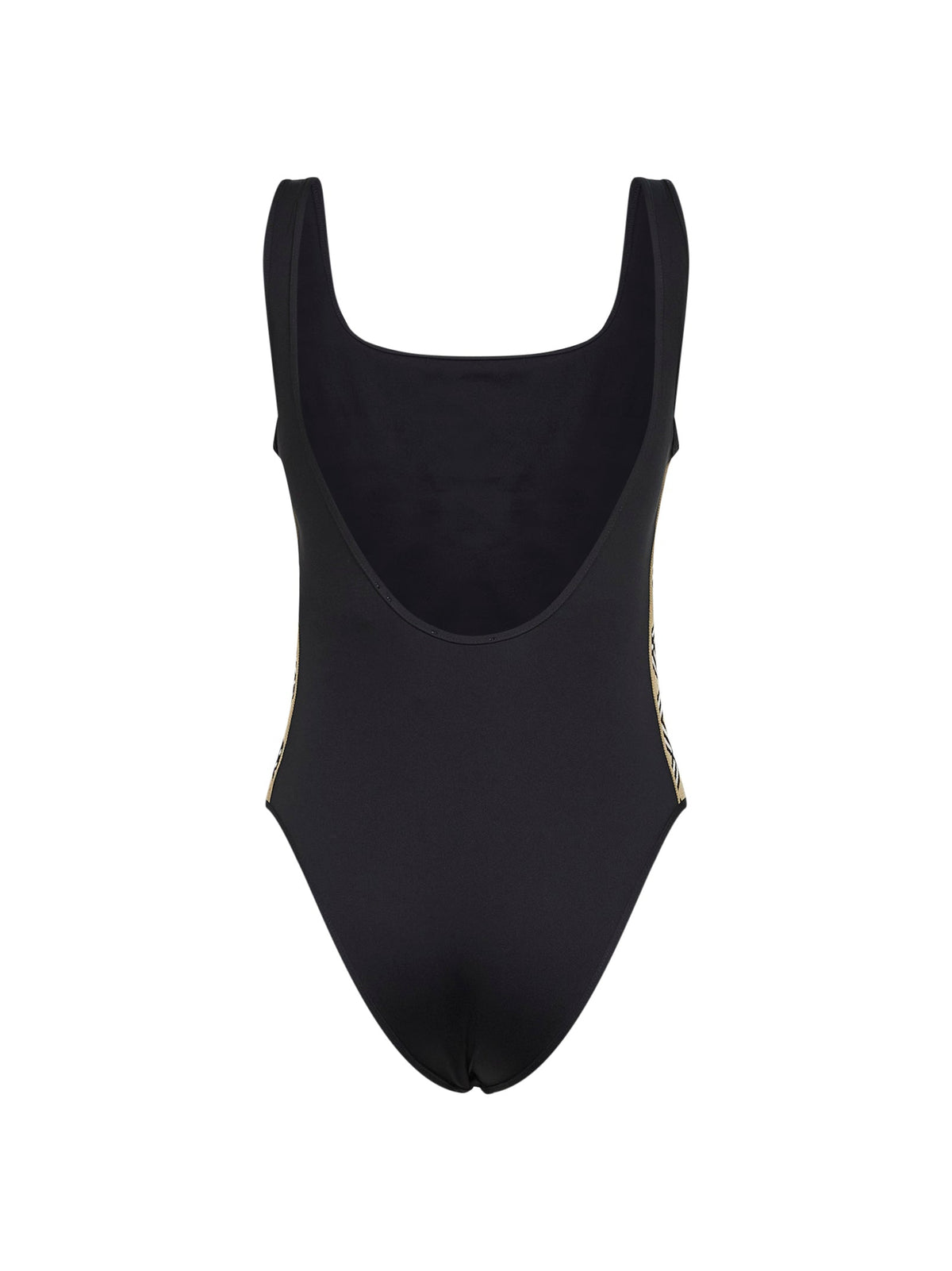 Burberry Women Black Lycra Swimsuit With Check Trims BURBERRY