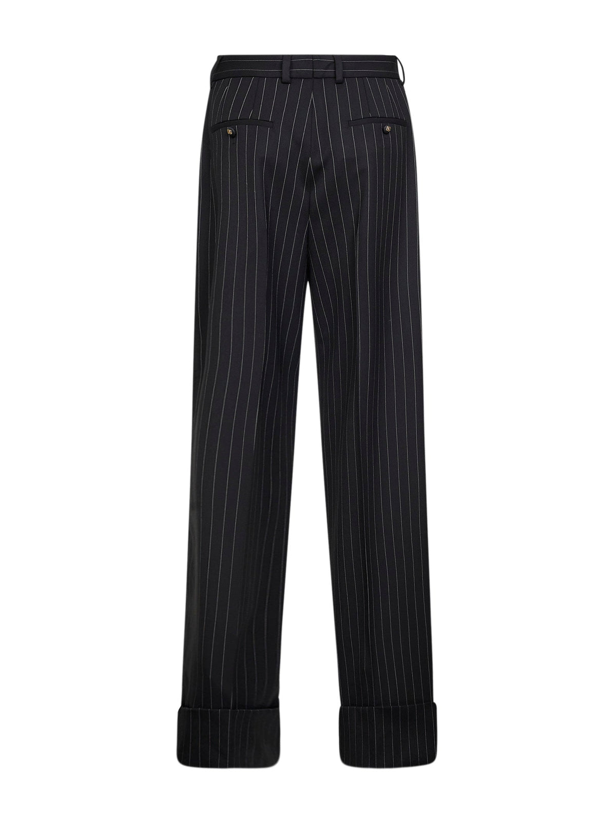Dolce & Gabbana Women Black Two-Way Stretch Twill Pinstriped Trousers DOLCE & GABBANA