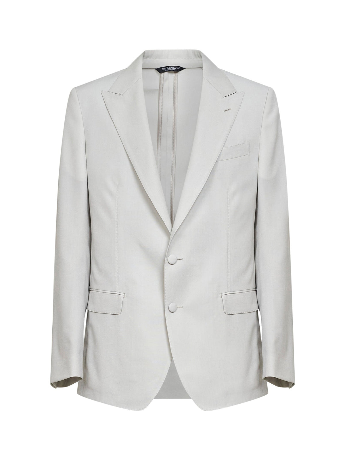 Dolce & Gabbana Men Beige Wool Poplin Single-Breasted Blazer DOLCE & GABBANA