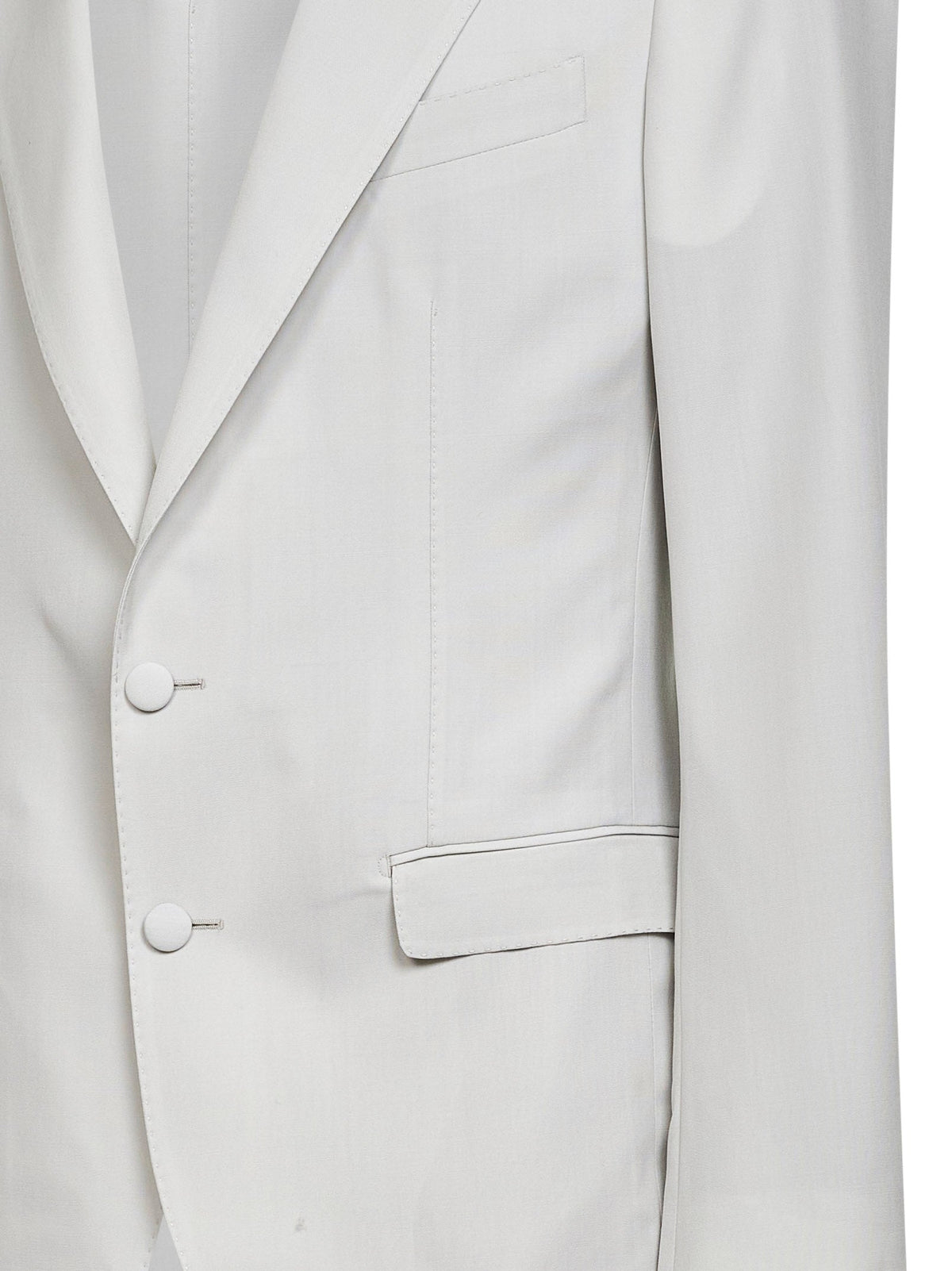 Dolce & Gabbana Men Beige Wool Poplin Single-Breasted Blazer DOLCE & GABBANA