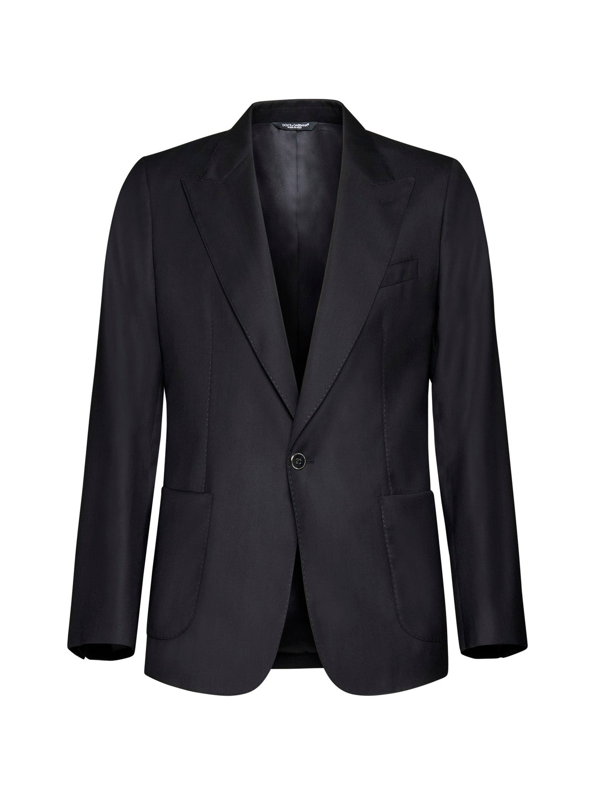 Dolce & Gabbana Men Black Wool And Silk Miami Single-Breasted Blazer DOLCE & GABBANA
