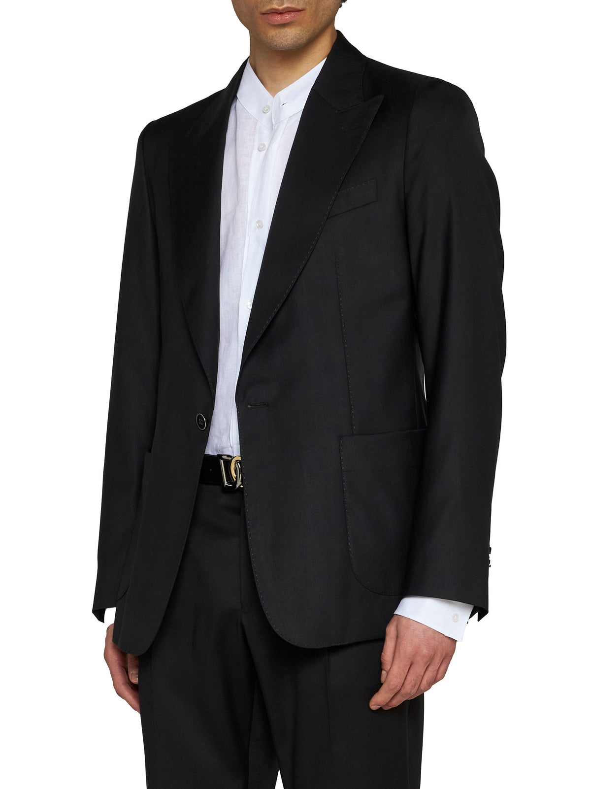 Dolce & Gabbana Men Black Wool And Silk Miami Single-Breasted Blazer DOLCE & GABBANA
