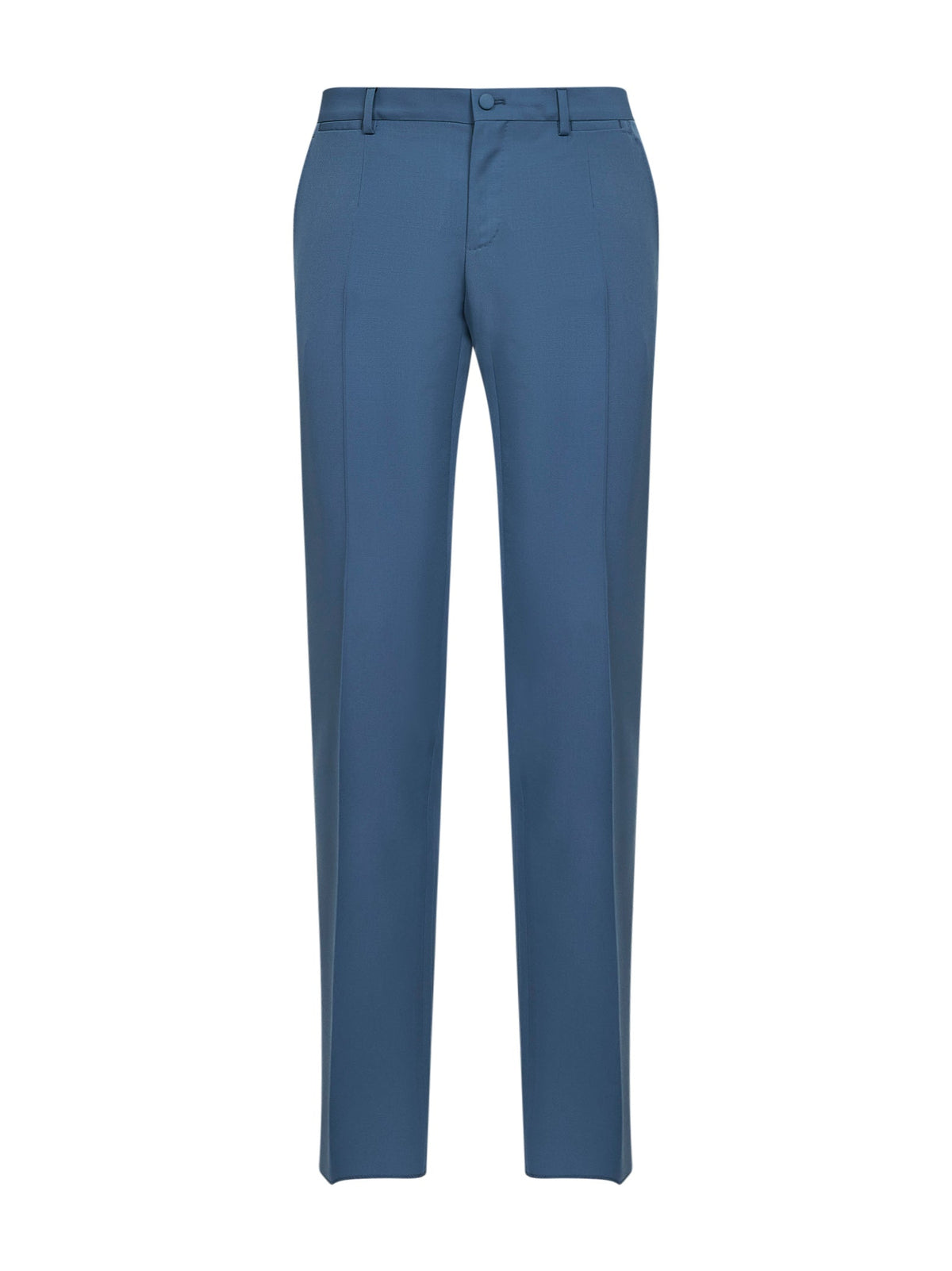 Dolce & Gabbana Men Avio Blue Virgin Wool Classic Trousers <Br/> DOLCE & GABBANA