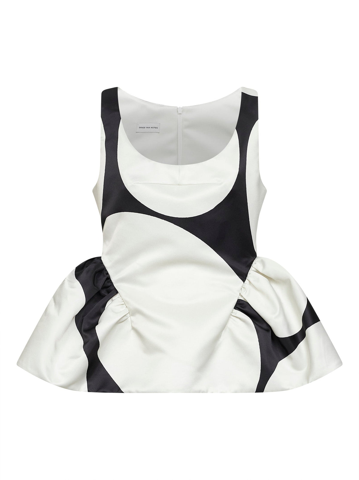 Dries Van Noten Women Black Duchess Oversized Ellipses-Print Peplum Top DRIES VAN NOTEN