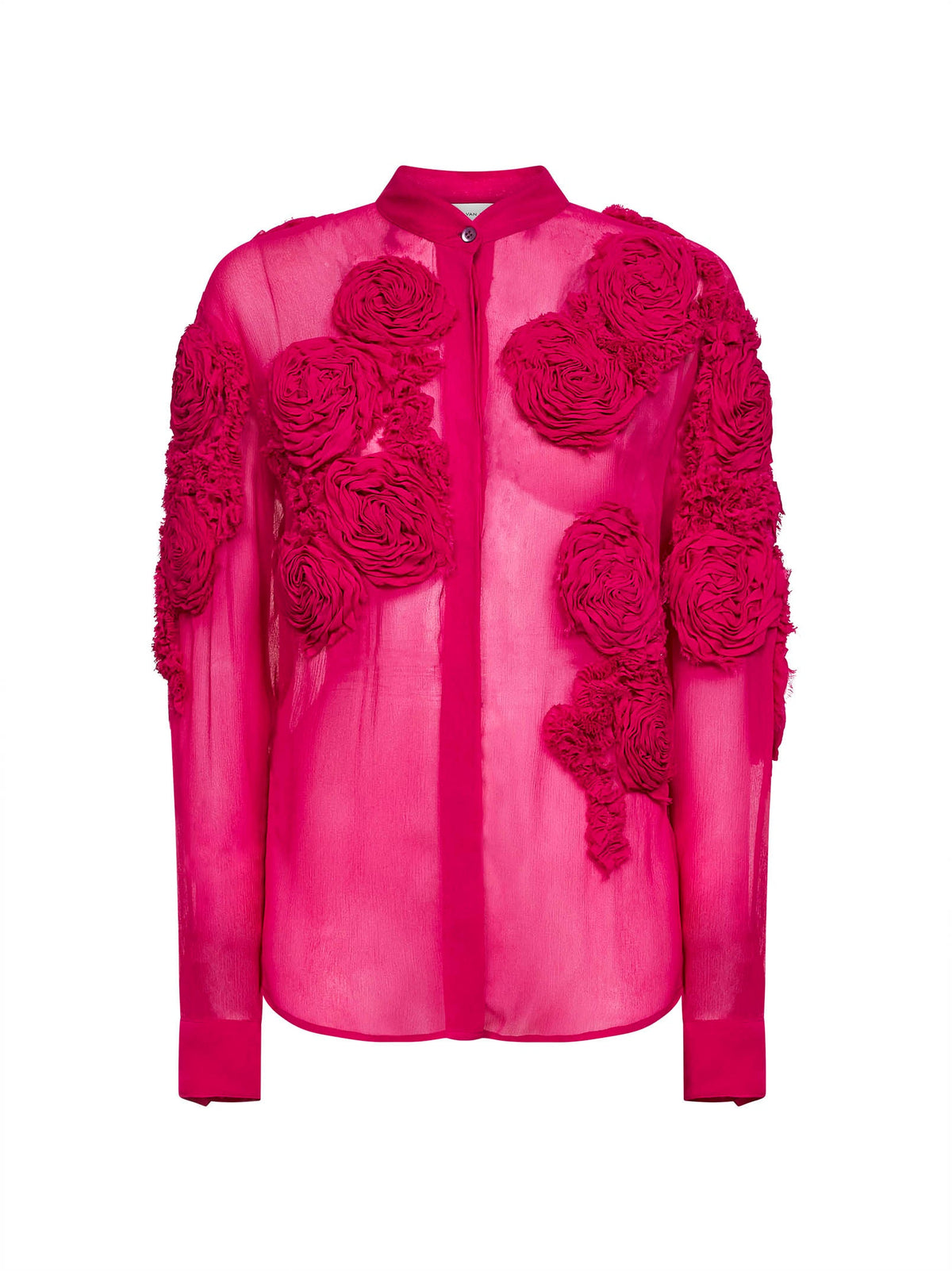 Dries Van Noten Women Fuchsia Silk Muslin Shirt With 3D Flowers DRIES VAN NOTEN