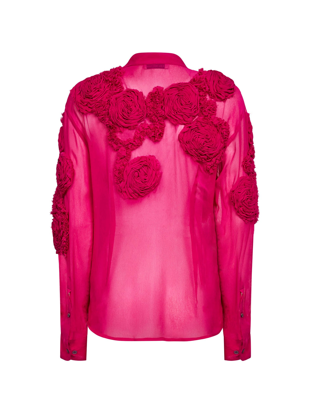 Dries Van Noten Women Fuchsia Silk Muslin Shirt With 3D Flowers DRIES VAN NOTEN
