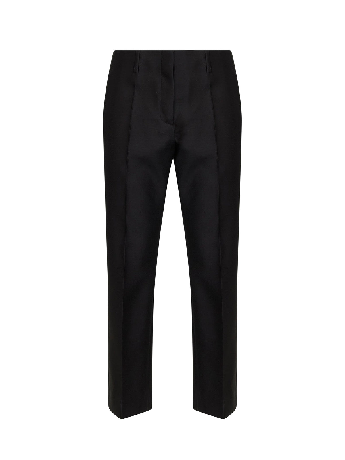 Dries Van Noten Women Black Rounded Wool Silk Tailored Cropped Trousers DRIES VAN NOTEN