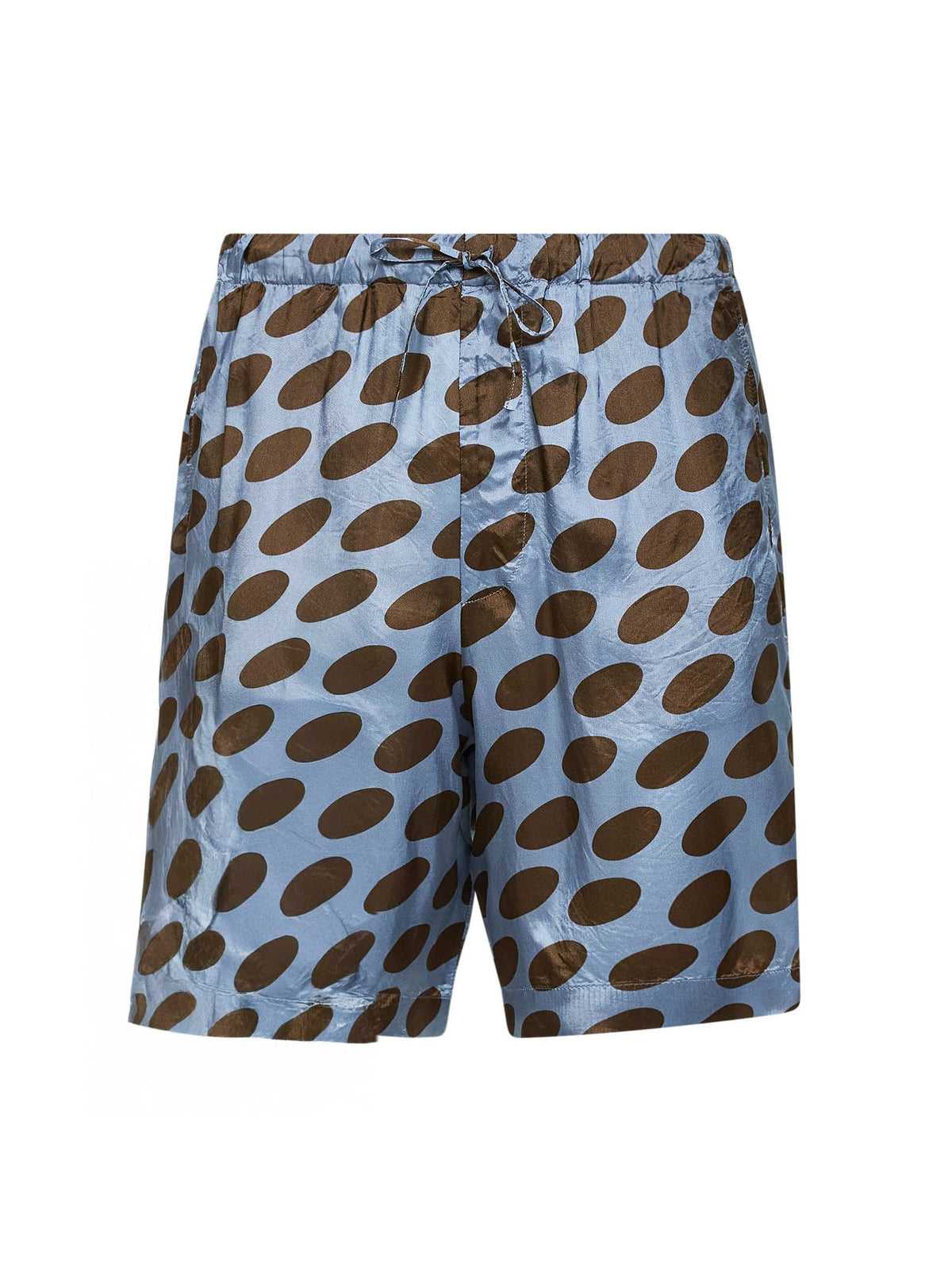 Dries Van Noten Men Steel Cupro Soft Ellipses-Printed Shorts DRIES VAN NOTEN