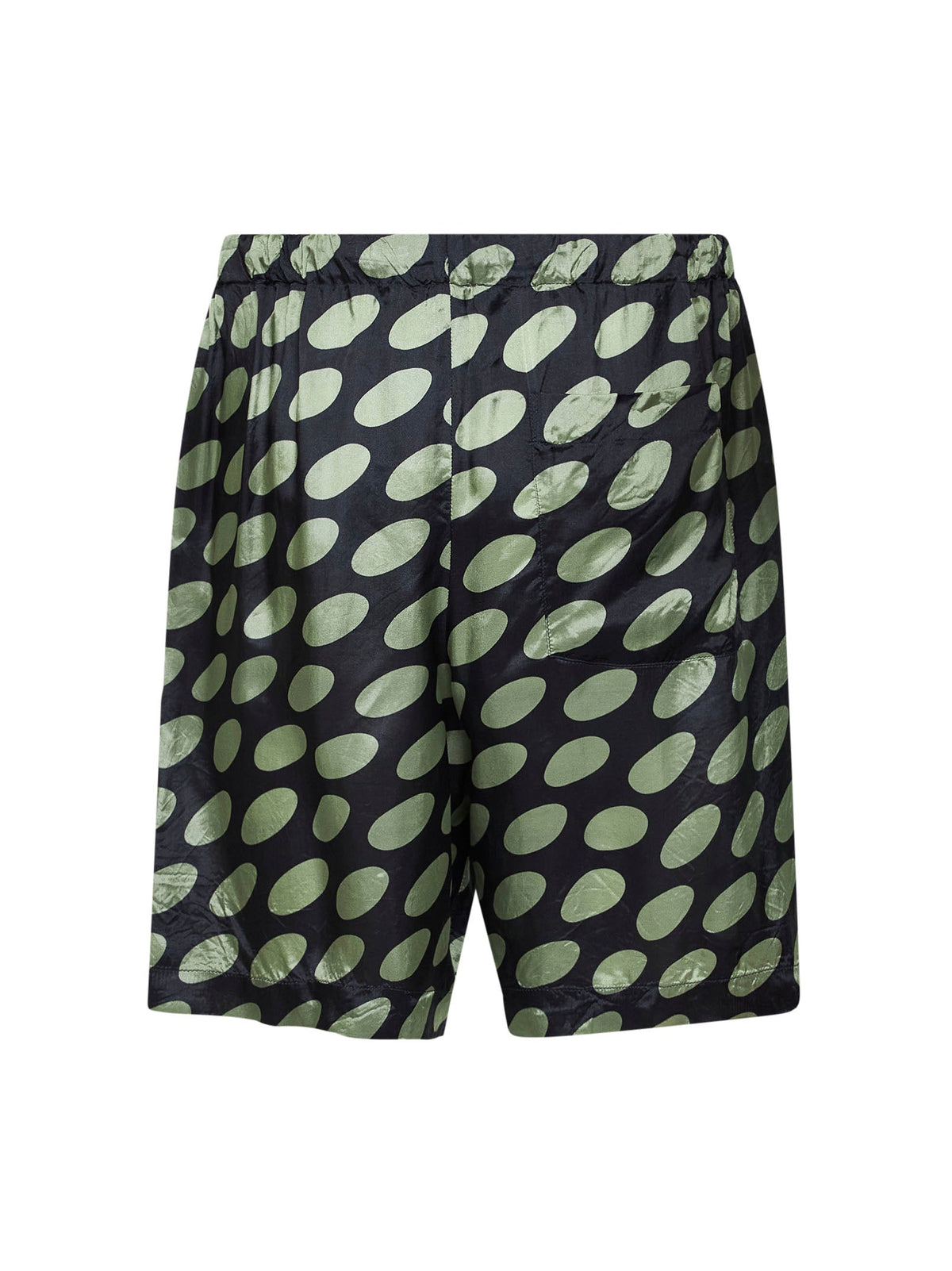 Dries Van Noten Men Black Cupro Soft Ellipses-Printed Shorts DRIES VAN NOTEN