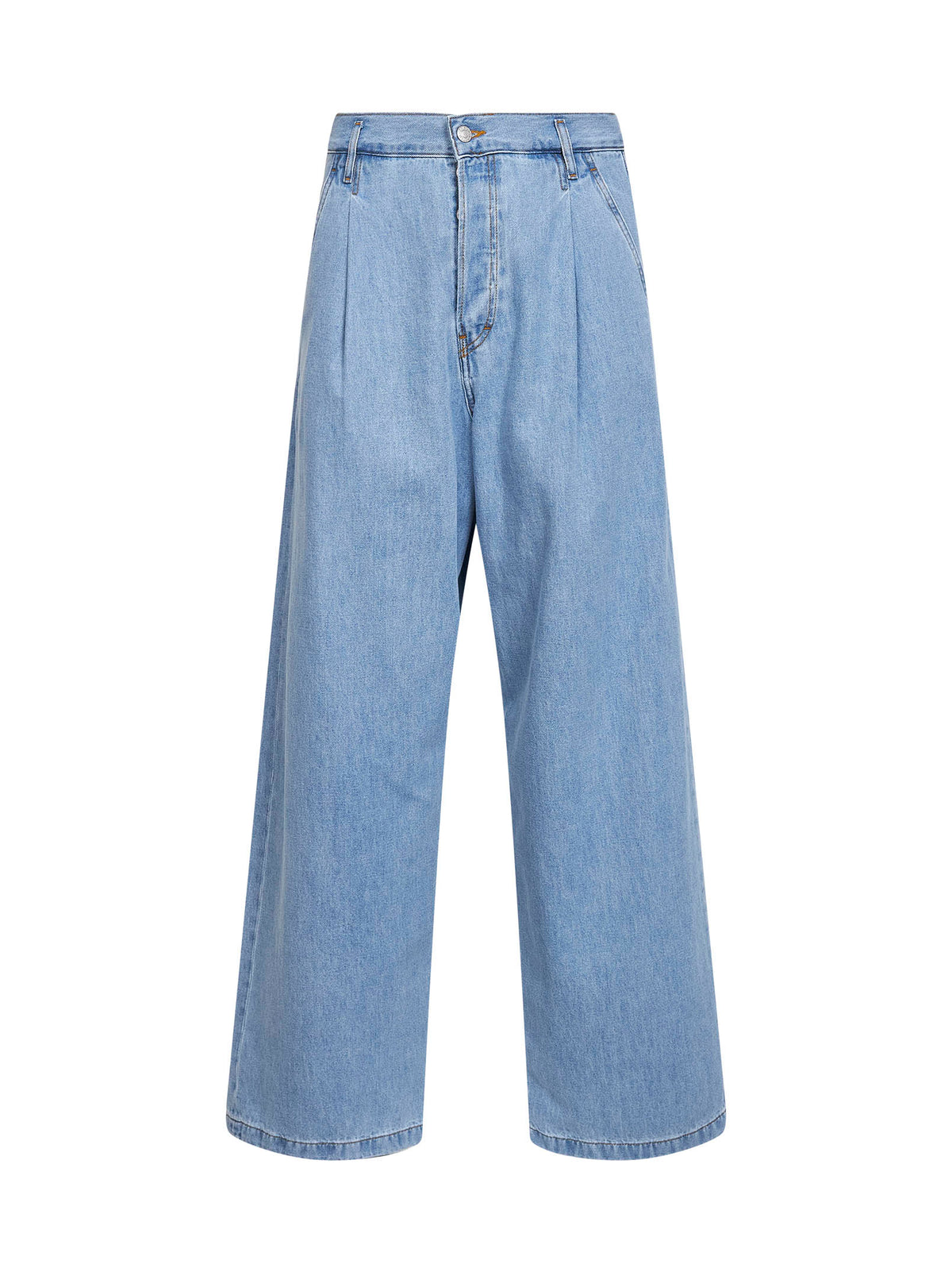 Dries Van Noten Men Light Blue Denim High-Rise Wide-Leg Jeans DRIES VAN NOTEN
