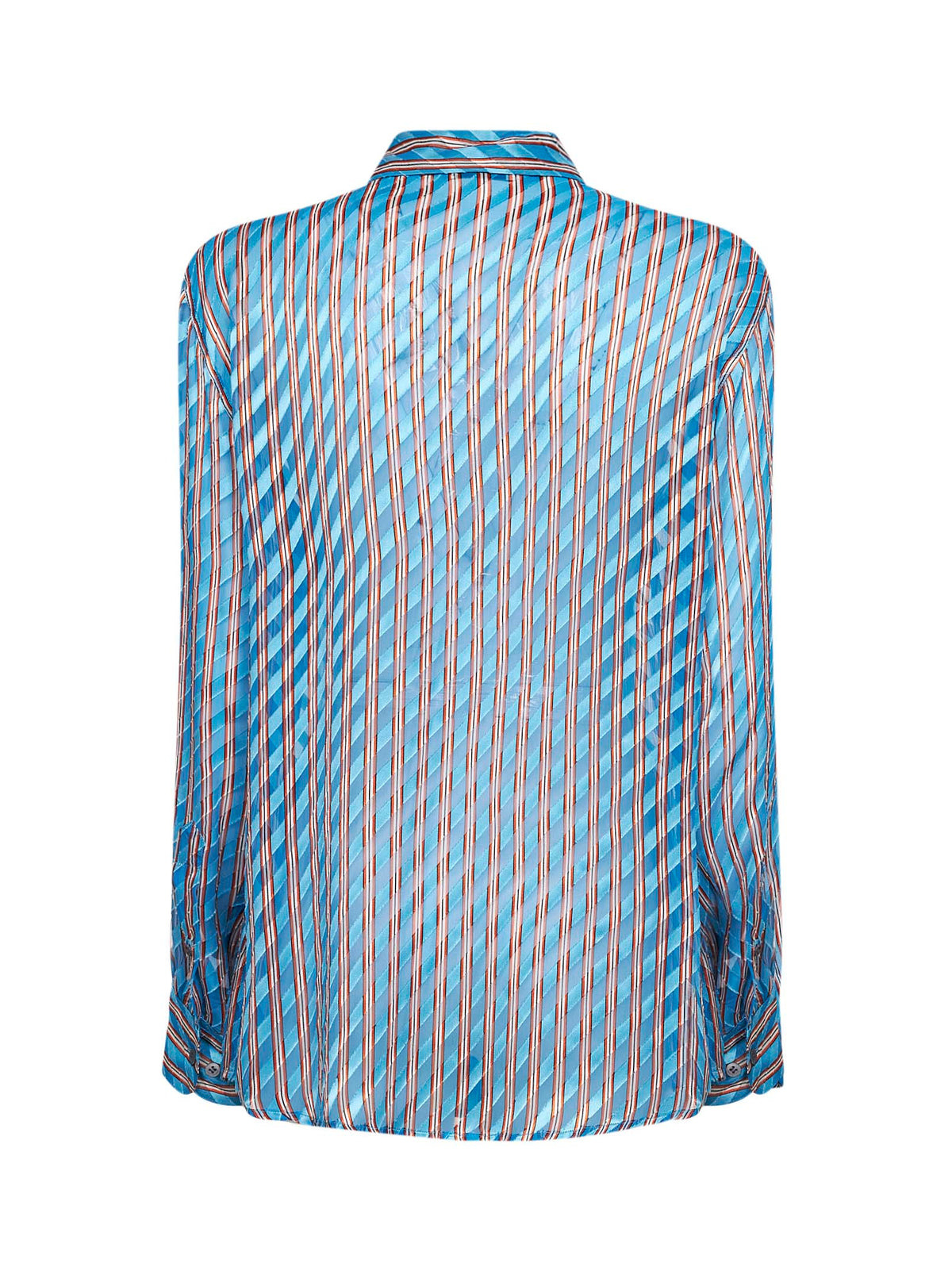 Dries Van Noten Women Turquoise Devoré Viscose And Silk Striped Shirt DRIES VAN NOTEN