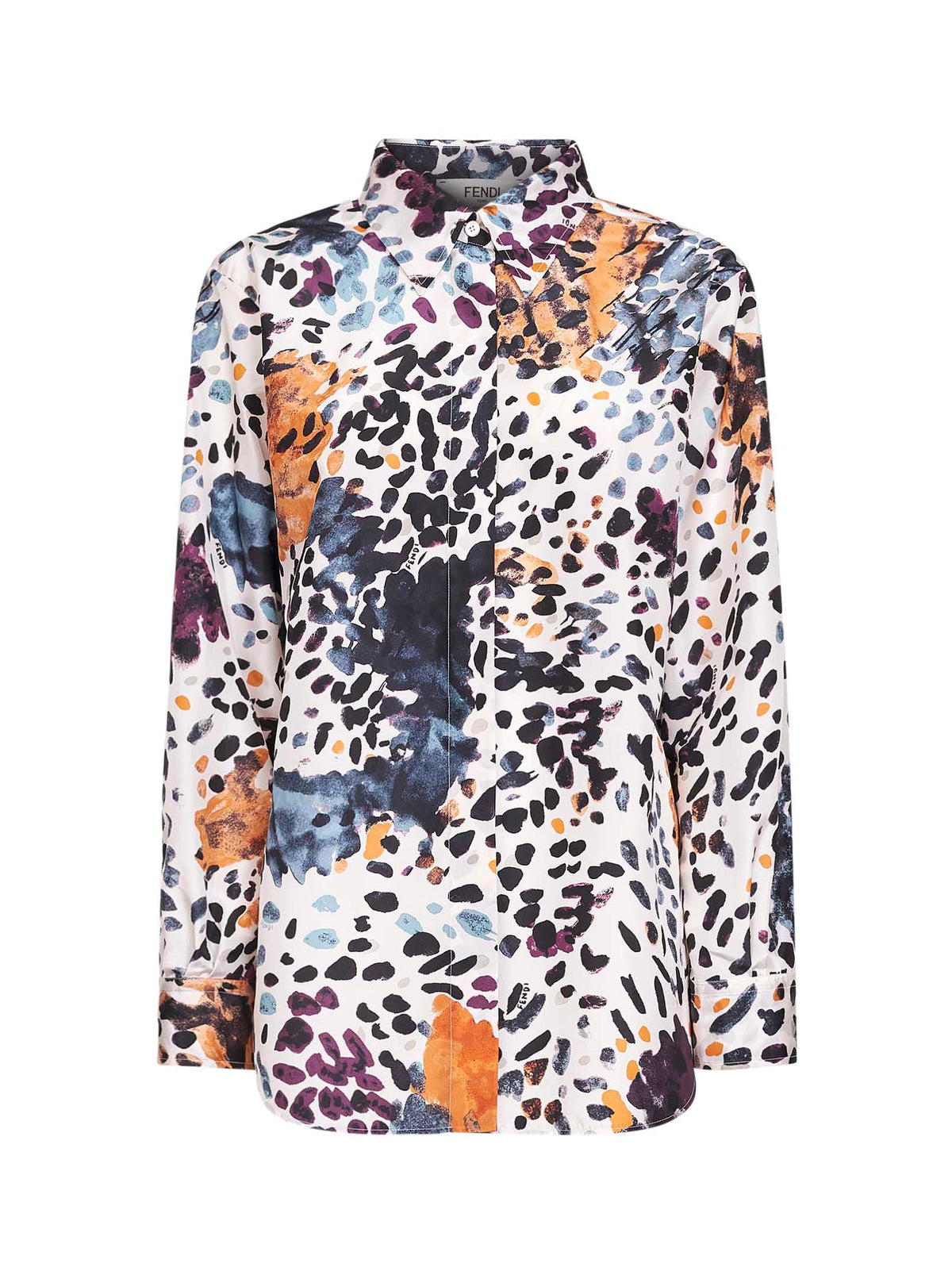Fendi Women Ivory Printed Silk Taffeta Shirt FENDI