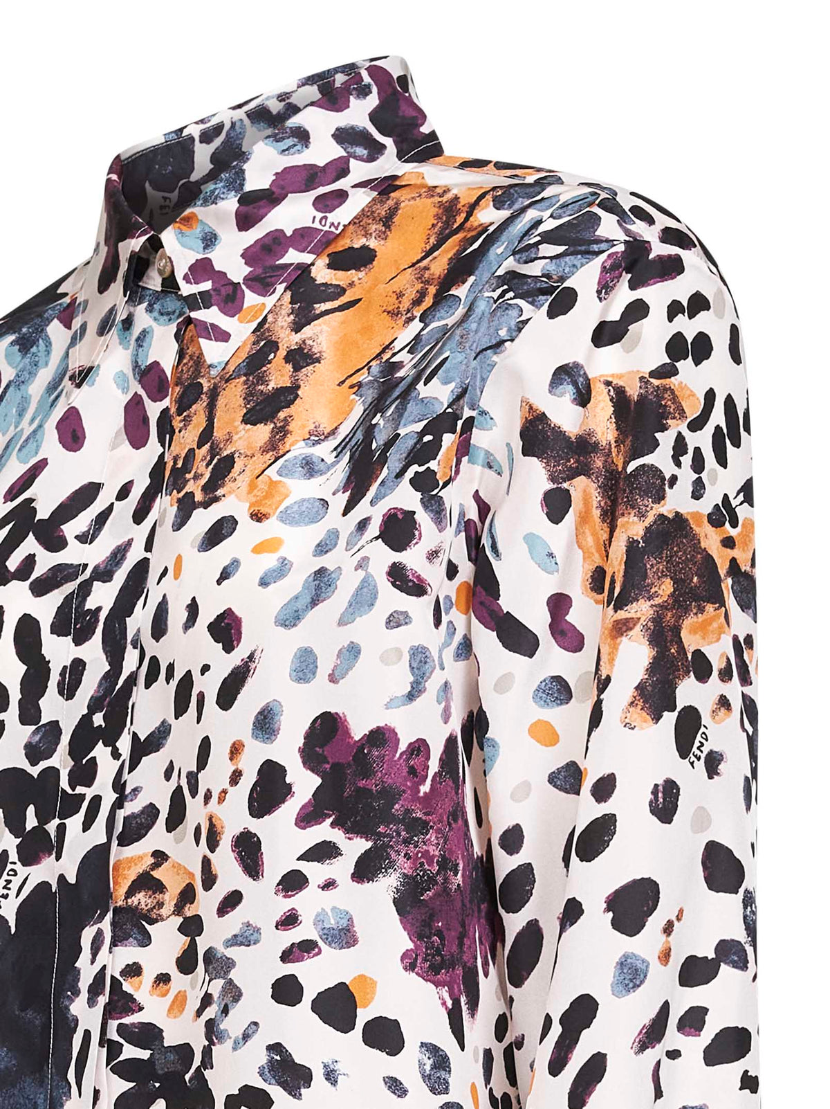 Fendi Women Ivory Printed Silk Taffeta Shirt FENDI
